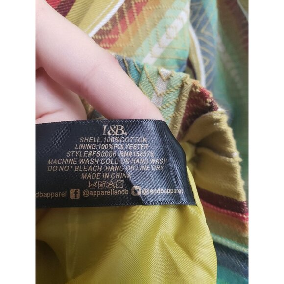 L & B Lucky Blessed Womens M Bomber Jacket Striped Retro Cotton Full Zip Lined - Picture 6 of 6